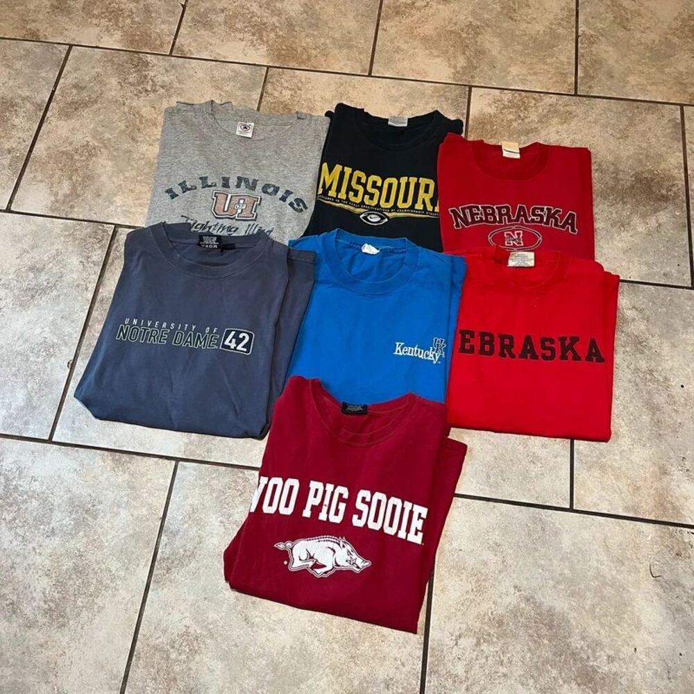 Vintage XL College T-Shirt & Sweatshirt Bundle Lot (7 Pieces)